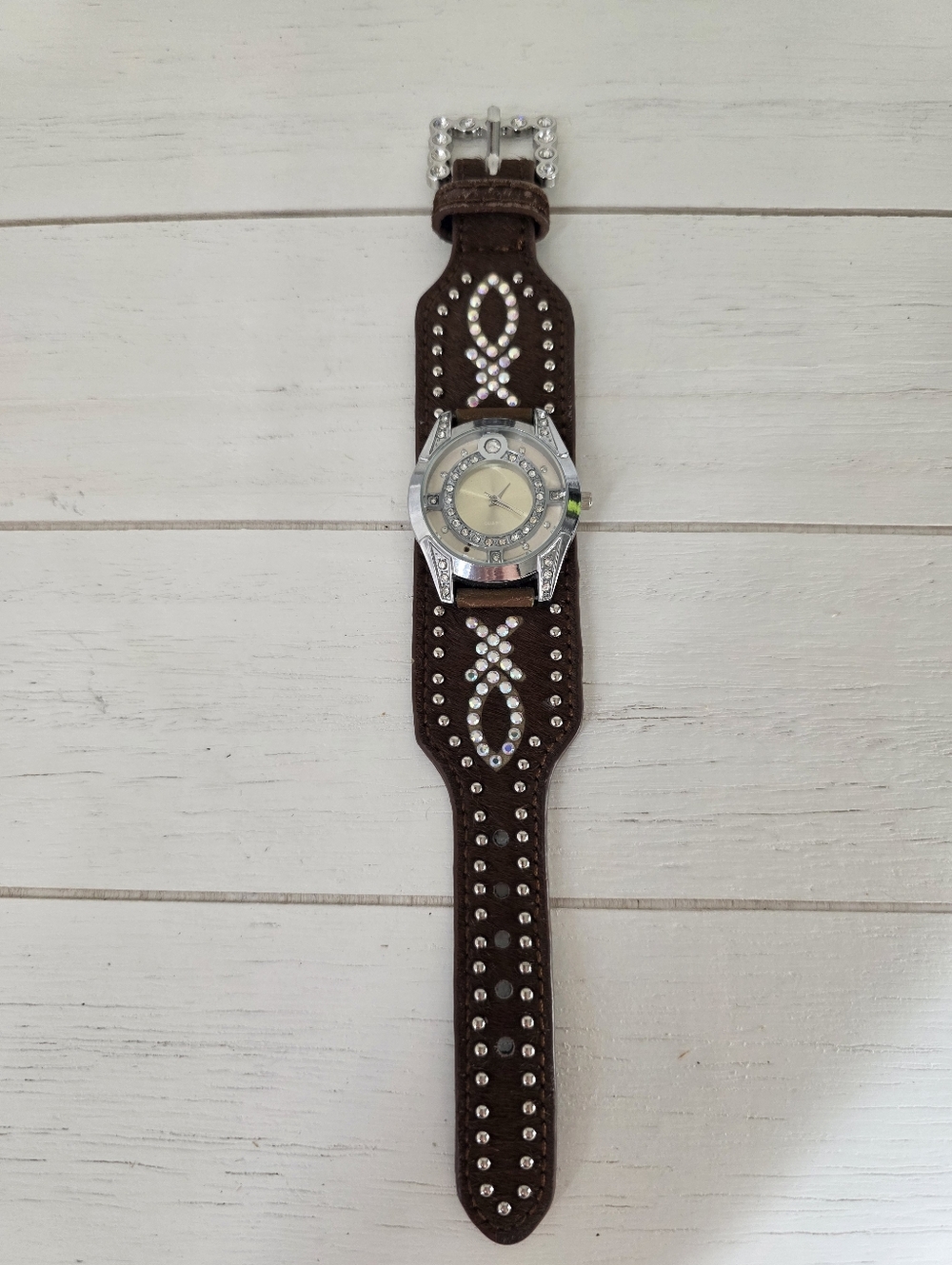 Blazin Roxx Quartz Western Style Cuff Leather Studded Watch
